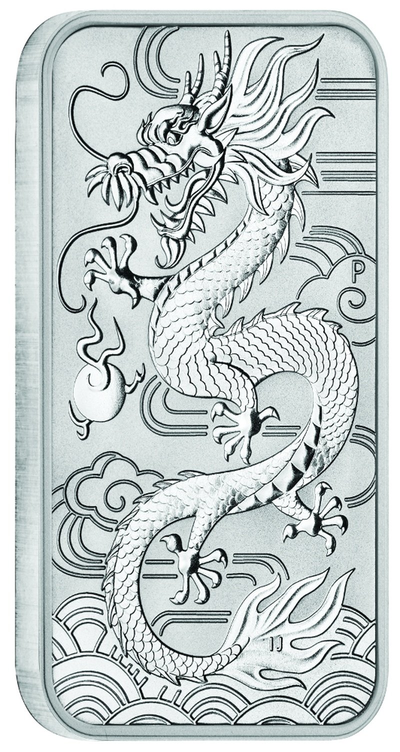 AUSTRALIE 2021 Le Dragon Chinois, pièce rectangulaire 1 oz once argent pur  Bullion Investissement